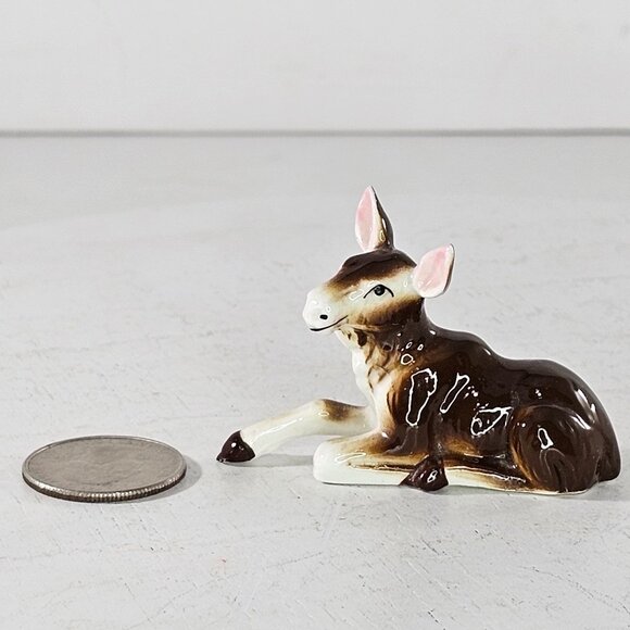 Bone China Moose Miniature Figurine Lying Down Brown Collectible Decor - Picture 8 of 8